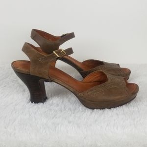 Chie Mihara Leather Sculpted Heel Platforms